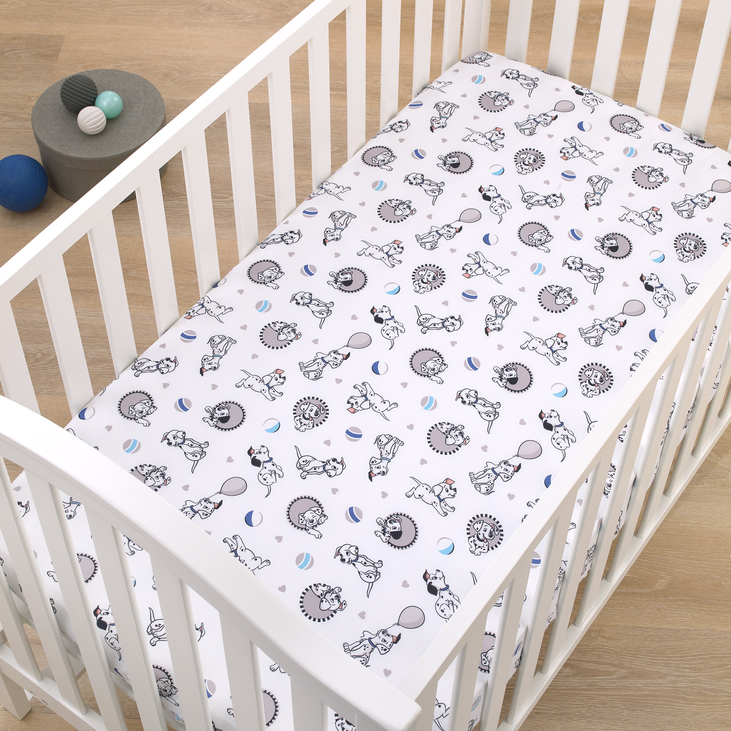 Disney 101 Dalmatians Gray Black White and Blue Puppies Super Soft Nursery Fitted Mini Crib Sheet Disney Baby Basics Piece Sheet Wayfair